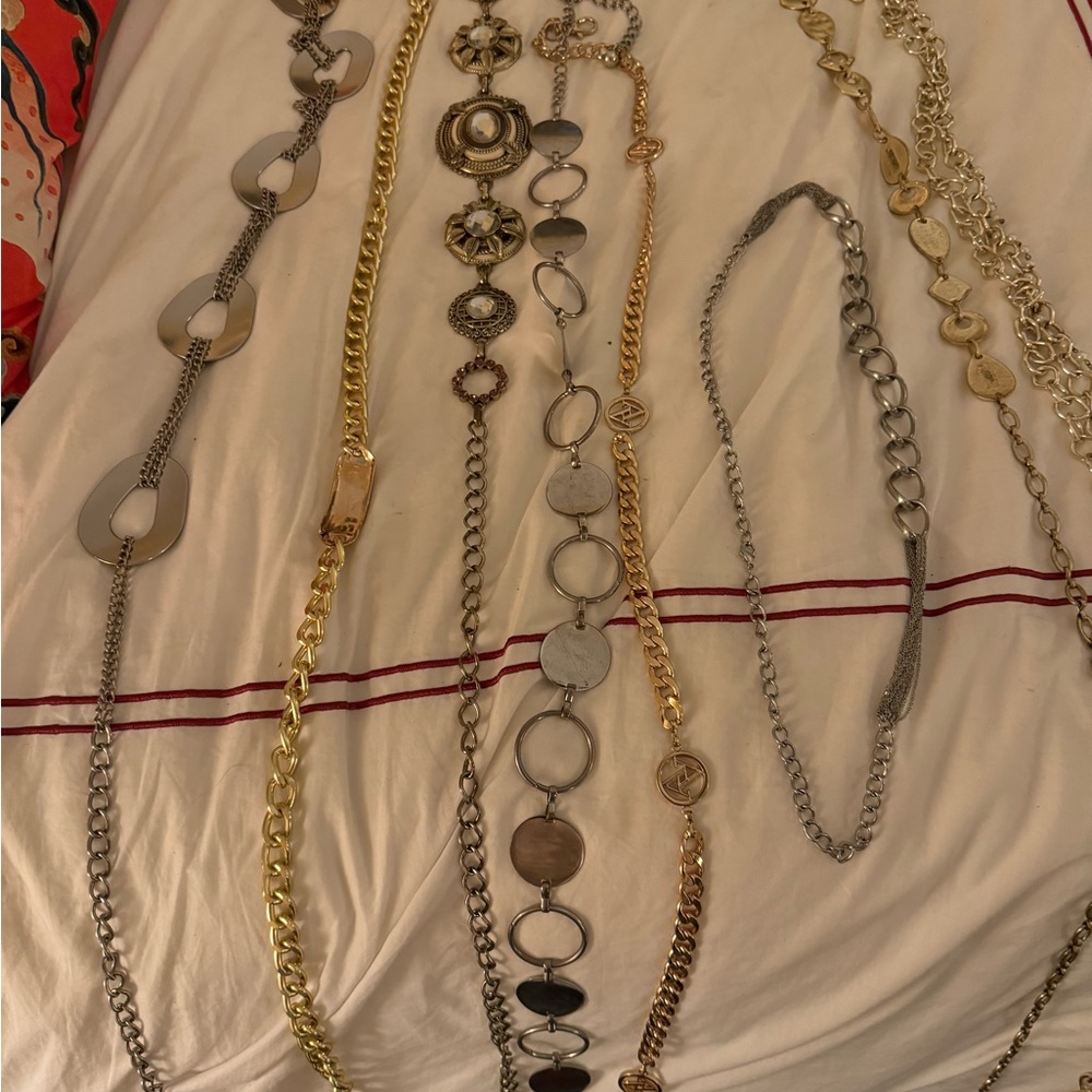 Gold and Silver Statement Belts with Geometric Design